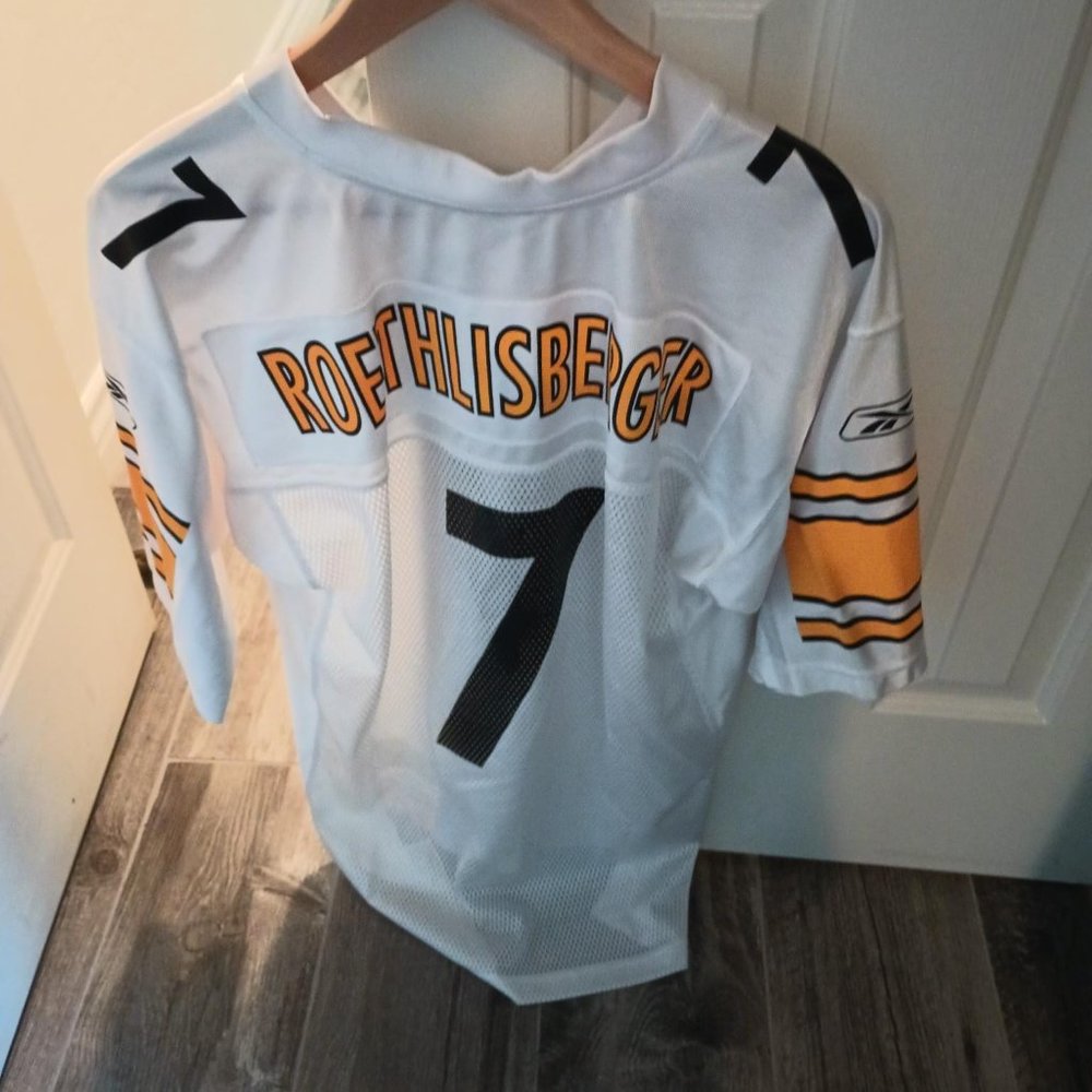 Steelers Big Ben #7 White Jersey